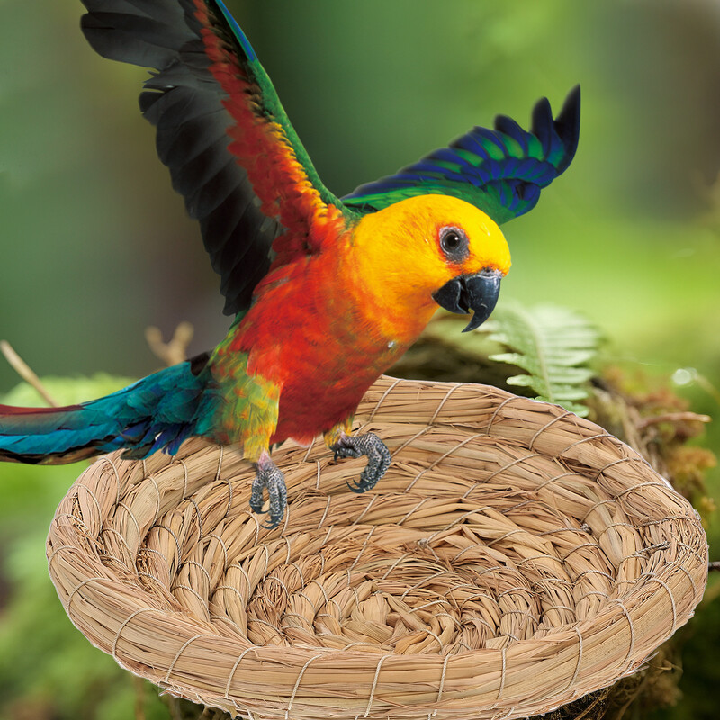 Χειροποίητη φωλιά από άχυρο Ύφανση τεχνητή φωλιά πουλιού για παπαγάλο Macaw African Straw Bird Nest