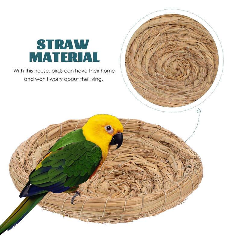 Χειροποίητη φωλιά από άχυρο Ύφανση τεχνητή φωλιά πουλιού για παπαγάλο Macaw African Straw Bird Nest