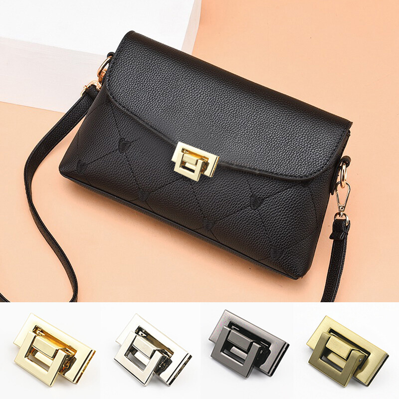DIY Mortise Square Metal Square Tiny Bag Turn Lock Twist Lock Spona z kože Remeselná dámska taška Kabelka cez rameno Kabelka Hardware