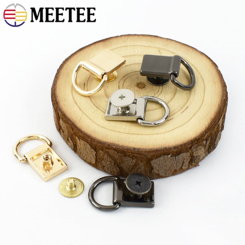 4/10/20 ks Meetee Kovový D-krúžok na tašku Bočné spony s prackami so skrutkami Kožený remienok Konektor Háčik Spona Vešiak DIY Remeselné príslušenstvo