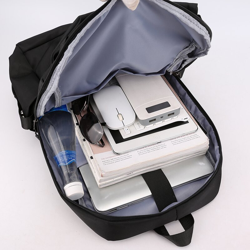 Pánsky školský batoh, vodotesný nylonový batoh, nabíjanie cez USB, veľkokapacitný batoh na knihy, vonkajšie cestovanie