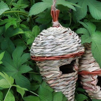 Straw Weaving Gardening Bird Nest Μεγάλη Καλύβα Κολίμπρι με λειτουργία ζεστασιάς για εξωτερική κρεμαστή διακόσμηση CLH@8