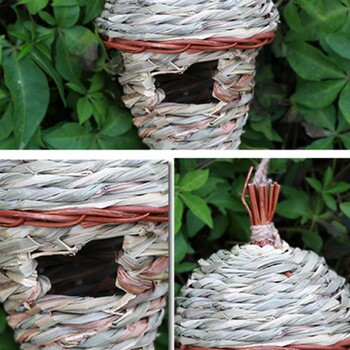 Straw Weaving Gardening Bird Nest Μεγάλη Καλύβα Κολίμπρι με λειτουργία ζεστασιάς για εξωτερική κρεμαστή διακόσμηση CLH@8