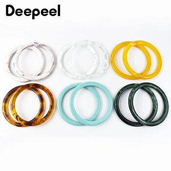 2Pcs Deepeel 9cm цветна дръжка от смола, кръгла акрилна ръчна чанта, тъкана чанта, смяна на дръжки, аксесоари, консумативи за правене на чанти „направи си сам“