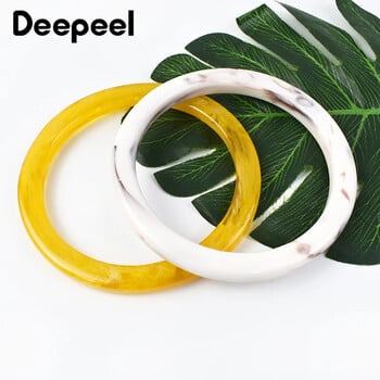 2Pcs Deepeel 9cm цветна дръжка от смола, кръгла акрилна ръчна чанта, тъкана чанта, смяна на дръжки, аксесоари, консумативи за правене на чанти „направи си сам“