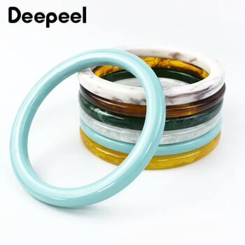 2Pcs Deepeel 9cm цветна дръжка от смола, кръгла акрилна ръчна чанта, тъкана чанта, смяна на дръжки, аксесоари, консумативи за правене на чанти „направи си сам“