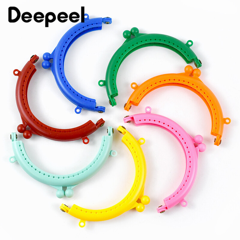 10db Deepeel 85mm színes műanyag félkör alakú táska fogantyús dupla füles pénztárca keret gyanta csók csatos kézitáska barkács varrás kiegészítők