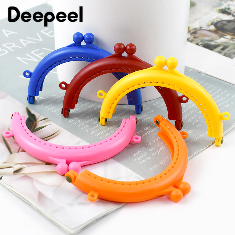 10db Deepeel 85mm színes műanyag félkör alakú táska fogantyús dupla füles pénztárca keret gyanta csók csatos kézitáska barkács varrás kiegészítők