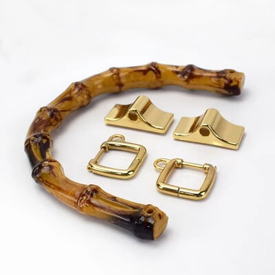 1/2 db divatos natúr műanyag bambusz táska fogantyú fém csatokkal fogantyúk pénztárca keret Csókkapocs barkácstáskák varrás kiegészítők