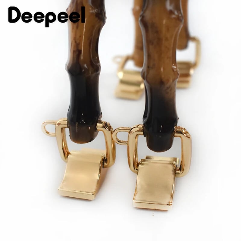 1/2 db divatos natúr műanyag bambusz táska fogantyú fém csatokkal fogantyúk pénztárca keret Csókkapocs barkácstáskák varrás kiegészítők