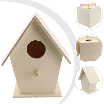 1 τεμ. Creative με βάση το ξύλο Bird House Diy Box Birdhouse Home Κήπος Wild Birds Nest Στολίδια Φωλιάσματος Station Bird Box