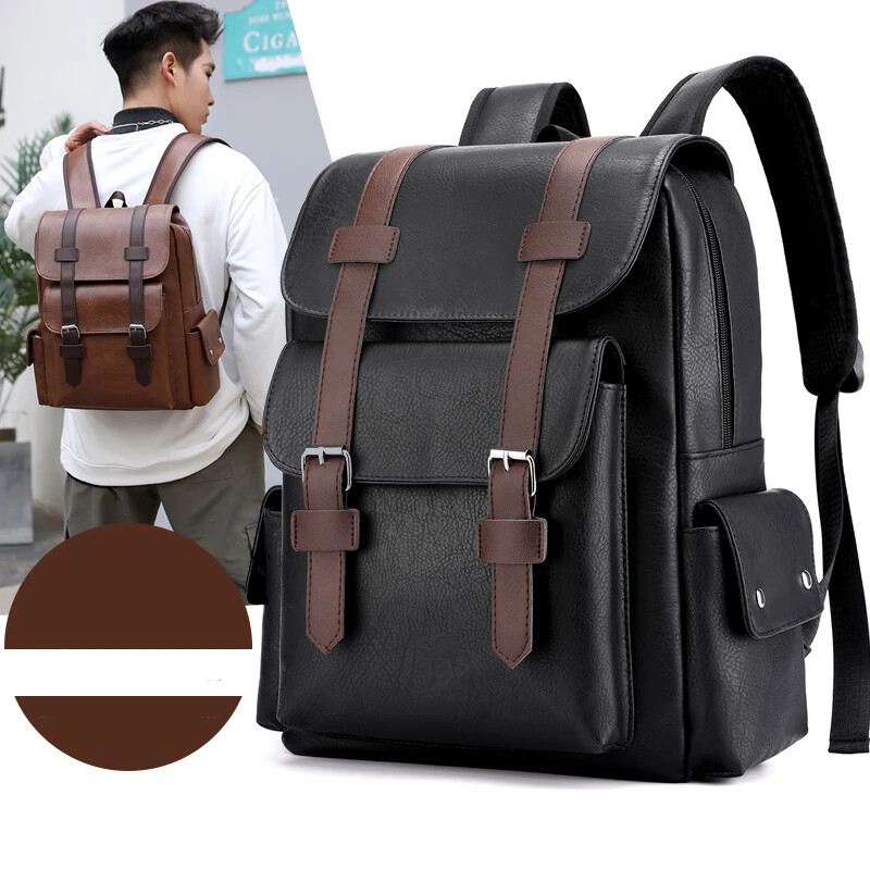 2024 NOVÝ Pánsky batoh z PU kože, veľký batoh na notebook, pánske mochilas, čierna školská taška pre tínedžerov a chlapcov, hnedá taška A-DOS