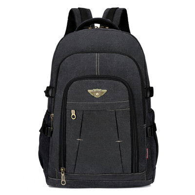 Plátenný cestovný batoh pre mužov, trendový športový turistický batoh, mužský voľný čas, 15,6" batoh na notebook, teenager, študent, školský batoh, čierny