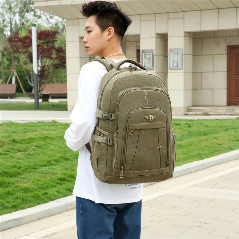 Plátenný cestovný batoh pre mužov, trendový športový turistický batoh, mužský voľný čas, 15,6" batoh na notebook, teenager, študent, školský batoh, čierny