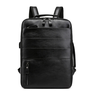 Pánske biznis batohy, vodotesná taška na notebook z PU kože, veľká kapacita, nabíjanie cez USB, pánsky módny batoh, 가방 mochila
