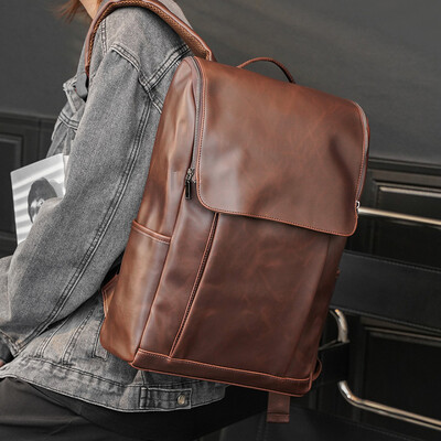 Férfi hátizsák őrült lóbőr Iskolatáska Nagy kapacitású férfi táska multifunkcionális Hátizsákok vintage Laptop táska csomag mochilas