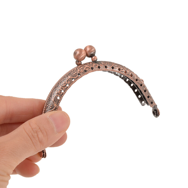 8,5 cm kovový rám na peňaženku na mince, výroba zapínania na bozk, zámok na rukoväť spojky, doplnky na kabelky, červený bronzový tón, hardvér na kabelky