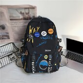 Batoh trendy značka módny výklenok asymetrický potlačený dizajn školská taška stredoškolák vysokoškolák veľká kapacita ľahký batoh