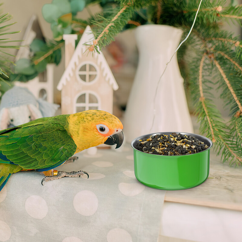 Papagáj tápláló tál Madárketrec-etető madarak etetőeszköze Papagáj konténertálak rozsdamentes acél vízi papagáj-tartozékokhoz