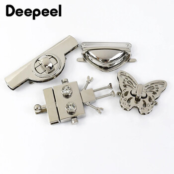 2Pcs Deepeel Metal Silver Locks Buckle Bag Twist Turn Lock Claps Дамска чанта Закопчалка за затваряне на чантата Направи си сам занаяти Хардуерни чанти Аксесоар