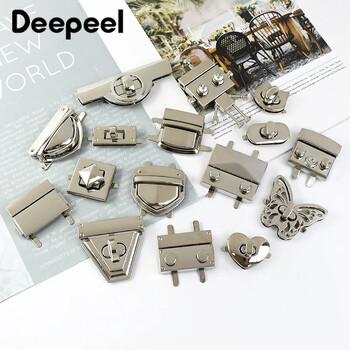 2Pcs Deepeel Metal Silver Locks Buckle Bag Twist Turn Lock Claps Дамска чанта Закопчалка за затваряне на чантата Направи си сам занаяти Хардуерни чанти Аксесоар