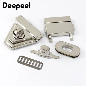 2Pcs Deepeel Metal Silver Locks Buckle Bag Twist Turn Lock Claps Дамска чанта Закопчалка за затваряне на чантата Направи си сам занаяти Хардуерни чанти Аксесоар