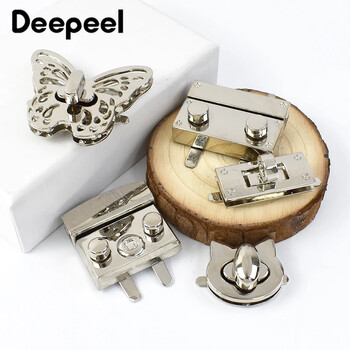 2Pcs Deepeel Metal Silver Locks Buckle Bag Twist Turn Lock Claps Дамска чанта Закопчалка за затваряне на чантата Направи си сам занаяти Хардуерни чанти Аксесоар