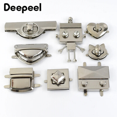 2Pcs Deepeel Metal Silver Locks Buckle Bag Twist Turn Lock Claps Дамска чанта Закопчалка за затваряне на чантата Направи си сам занаяти Хардуерни чанти Аксесоар