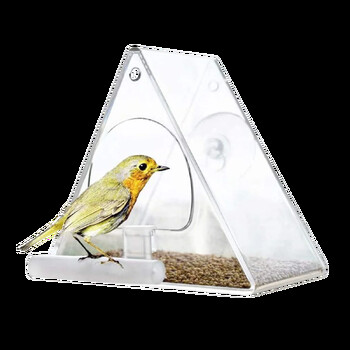 Window Bird Feeder Εξαιρετικά ισχυρή βεντούζα και ανθεκτική στις καιρικές συνθήκες σχεδιασμός για Garden Yard Patio Triangle Acrylic Bird Feeder