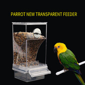 Papagáj automata etetők No Mess Bird Feeder Ivó Akril vetőmag ételtartó ketrec tartozékok kis és közepes papagájok számára