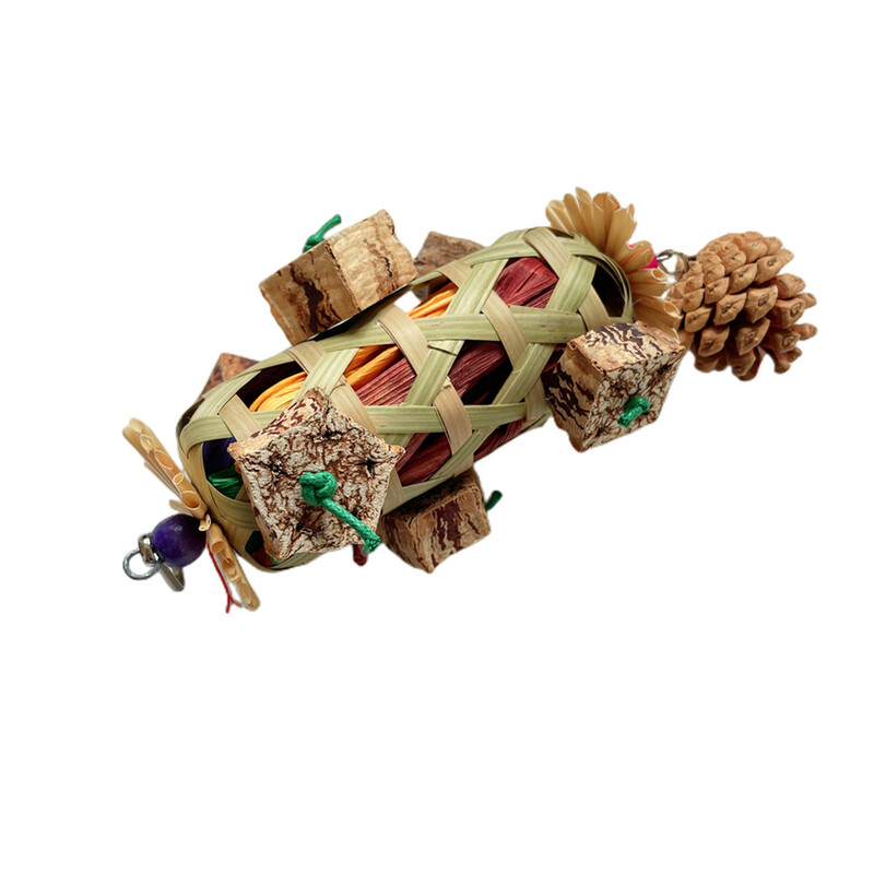 Papagáj rágójátékok Függesztett falat fából készült színes aprító ráncok Természetes táplálékszerzés Sola kisállat termékekhez Madarak kellékek