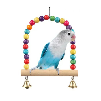 Pet Toy Bird Swing Toys Parrot Ξύλινη βάση κούνιας Προμήθειες για κατοικίδια (S:12x15cm/ L:18*22cm)