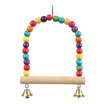 Pet Toy Bird Swing Toys Parrot Ξύλινη βάση κούνιας Προμήθειες για κατοικίδια (S:12x15cm/ L:18*22cm)