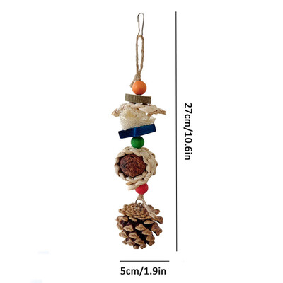 Jucării pentru păsări Minge din ratan naturală Minge de pin Papagali Jucării de mestecat Ameliorează plictiseala Cușcă pentru păsări țesute manual Snur de agățat Accesorii pentru păsări