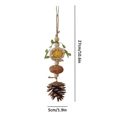 Jucării pentru păsări Minge din ratan naturală Minge de pin Papagali Jucării de mestecat Ameliorează plictiseala Cușcă pentru păsări țesute manual Snur de agățat Accesorii pentru păsări