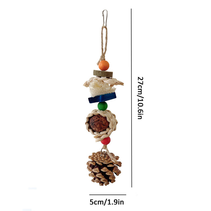 Jucării pentru păsări Minge din ratan naturală Minge de pin Papagali Jucării de mestecat Ameliorează plictiseala Cușcă pentru păsări țesute manual Snur de agățat Accesorii pentru păsări
