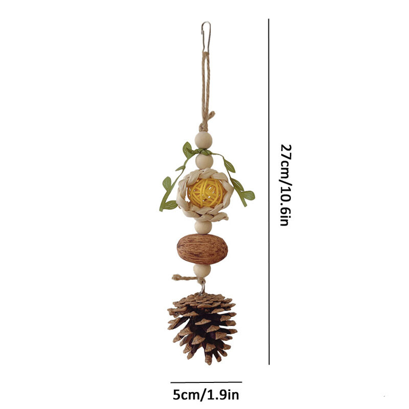 Jucării pentru păsări Minge din ratan naturală Minge de pin Papagali Jucării de mestecat Ameliorează plictiseala Cușcă pentru păsări țesute manual Snur de agățat Accesorii pentru păsări