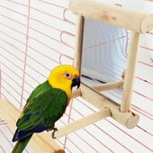 Paukščių veidrodinis žaislas su ešerių stovu, skirtu papūgos papūgos papūgos papūgos kakadui Conure Finch Lovebird Kanarų ara Amazonės kakadu
