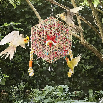 Hexagonal Bird Searching Shredding Toy Bird Toys for Parrot Conure Accessories Perch and Budgie Parakeet Toy Paper Tube Toy