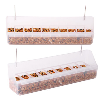 25cm Long Bird Food Box Hanging Bird Feeders for Cage Aviary Ανθεκτικά διαφανή κουτιά με πλέγματα κατά του πιτσιλίσματος για Pigeons Parrot