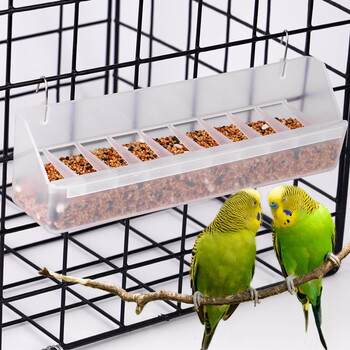 25cm Long Bird Food Box Hanging Bird Feeders for Cage Aviary Ανθεκτικά διαφανή κουτιά με πλέγματα κατά του πιτσιλίσματος για Pigeons Parrot