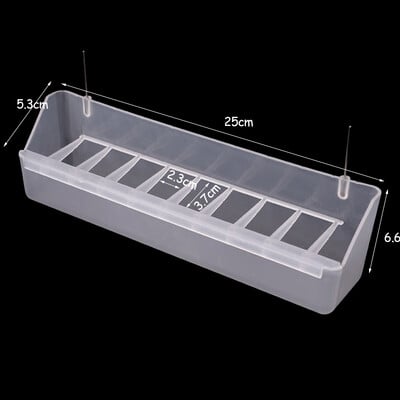 25 cm dlhá vtáčia kŕmidlo na zavesenie, kŕmidlá pre vtáky do klietky, voliéry, odolné priehľadné boxy s mriežkami proti striekajúcej vode pre holuby a papagáje.
