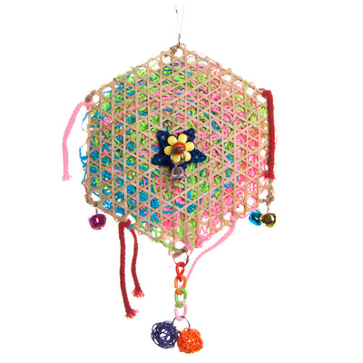 1 DB Papagáj harapás játékok Hegymászó Táplálékszerző Madarak Rágójáték Színes Papír Aprító Bambusz szőtt Szerelmesmadarak Kakasok Budgies