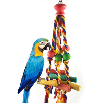 Pet Bird Chewing Toy Βαμβακερό σχοινί Παπαγάλος Παιχνίδι Bite Bridge Bird Tearing Toys Cockatiels Training Hang Swings Birds Cage Supplies