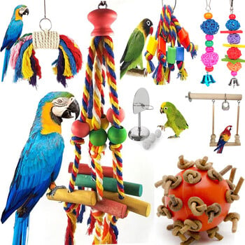 Pet Bird Chewing Toy Βαμβακερό σχοινί Παπαγάλος Παιχνίδι Bite Bridge Bird Tearing Toys Cockatiels Training Hang Swings Birds Cage Supplies