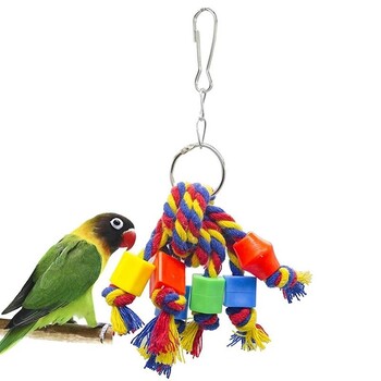 Pet Bird Chewing Toy Βαμβακερό σχοινί Παπαγάλος Παιχνίδι Bite Bridge Bird Tearing Toys Cockatiels Training Hang Swings Birds Cage Supplies