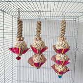 Дъвчащи пръчици за птици Играчки със звънец, Естествени дървени блокове Висящи играчки за папагали Аксесоари за клетки за папагали, папагали Корели