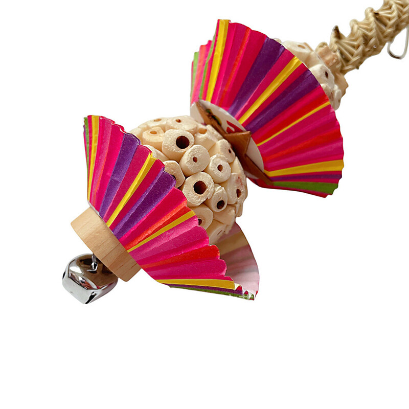 Дъвчащи пръчици за птици Играчки със звънец, Естествени дървени блокове Висящи играчки за папагали Аксесоари за клетки за папагали, папагали Корели