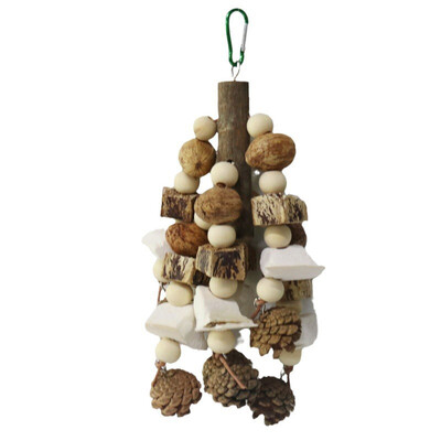Jucării pentru păsări cu conuri de pin Oasele de sepie Lemn de fag Nuci Jucărie de mestecat pentru dentiție pentru papagali, perusi, calopsiți, provizii pentru păsări dragoste
