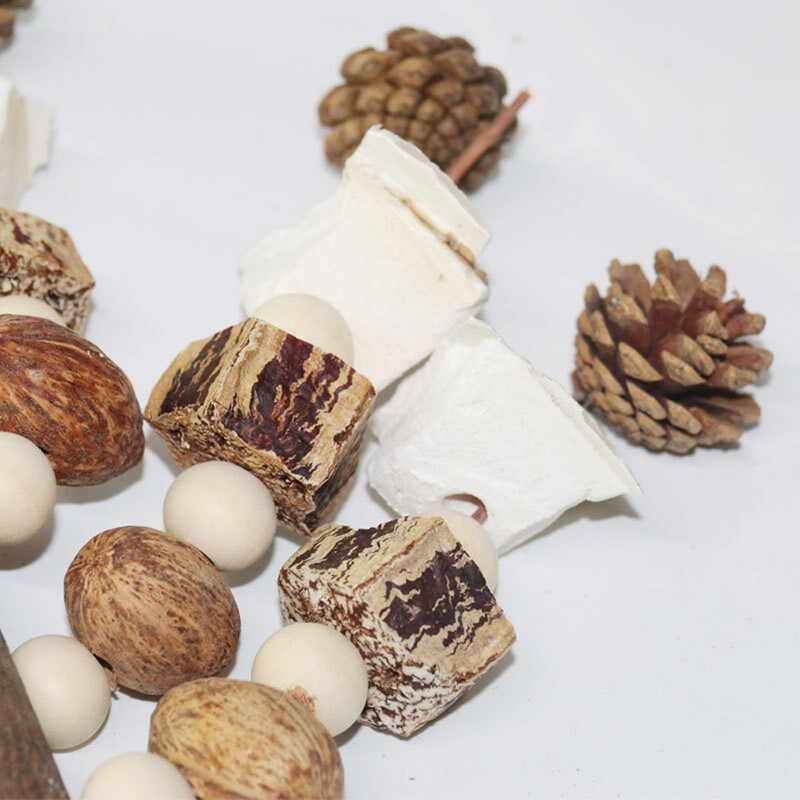 Jucării pentru păsări cu conuri de pin Oasele de sepie Lemn de fag Nuci Jucărie de mestecat pentru dentiție pentru papagali, perusi, calopsiți, provizii pentru păsări dragoste